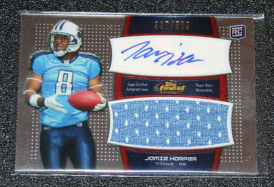 JAMIE HARPER RC 2011Topps Finest Rookie Patch Autograph #337/589-Titans RB Auto