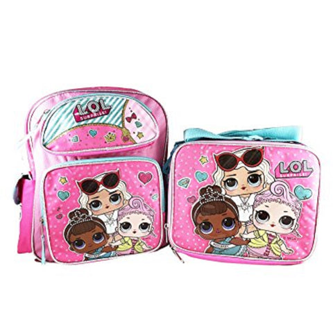LOL SURPRISE 12" BACKPACK WITH COMPARTMENTS WITH MATCHING LOL SURPRISE LUNCH BOX BAG-BRAND NEW AND RARE FIND!